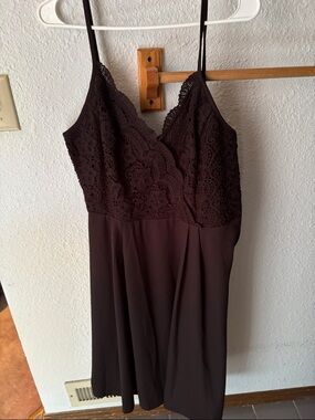 Lace-Trim Camisole Slip Dress in black